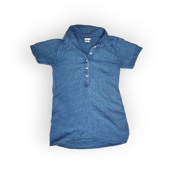 FAHERTY Hana Organic Cotton Popover Chambray Gauzy Shirt Dress Collared Size L - Picture 4 of 11